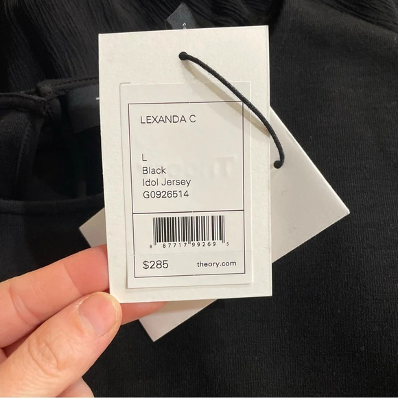 NWT Theory Lexanda C Idol Bell-Sleeve Peplum Top, Black size Large - Picture 4 of 11